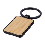 Porte-clés en bambou bordure et attache métallique noire couleur noir troisième vue