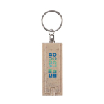 Porte-clés en paille de blé lumière LED activée par bouton-poussoir couleur marron avec zone d'impression