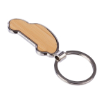 Porte-clés en bambou et zinc en forme de voiture couleur marron troisième vue