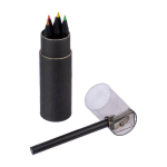 Set de 7 crayons de couleur dans une boîte avec taille-crayon couleur noir première vue