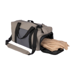 Sac de voyage tricolore avec compartiment latéral pour chaussures couleur taupe quatrième vue