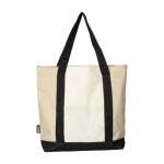 Sac en RPET avec fermeture éclair sur le dessus et poche avant couleur beige deuxième vue