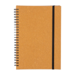 Carnet en cuir recyclé avec fermeture élastique et feuilles lignées A5 couleur marron première vue