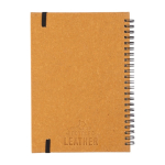 Carnet en cuir recyclé avec fermeture élastique et feuilles lignées A5 couleur marron deuxième vue