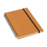 Carnet en cuir recyclé avec fermeture élastique et feuilles lignées A5 couleur marron quatrième vue
