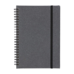 Carnet en cuir recyclé avec fermeture élastique et feuilles lignées A5 couleur noir première vue