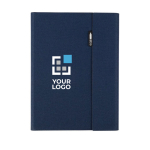 Porte-documents en polyester recyclé, porte-cartes et mobile couleur bleu avec zone d'impression