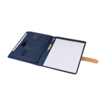 Portefeuille en RPET fermeture métallique et simili cuir, format A4 couleur bleu première vue