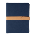 Portefeuille en RPET fermeture métallique et simili cuir, format A4 couleur bleu quatrième vue