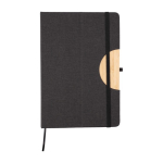 Carnet couverture pliable et support téléphone, feuilles lignées A5 couleur noir première vue