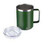 Tasse en acier inoxydable recyclé étanche avec couvercle 300ml couleur vert deuxième vue