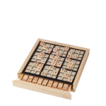 Jeu de sudoku en bois avec 99 tuiles pour cadeaux d'entreprise couleur marron avec zone d'impression