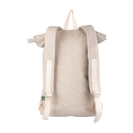 Sac à dos enroulable en chanvre fermeture éclair frontale, 280 g/m² couleur kaki troisième vue
