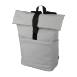 Sac à dos en PU pour ordinateur 15” avec poche avant et latérale couleur gris quatrième vue