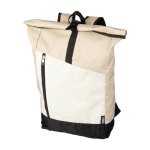 Sac à dos enroulable en RPET avec fermeture éclair sur le devant couleur beige deuxième vue