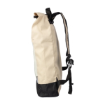 Sac à dos enroulable en RPET avec fermeture éclair sur le devant couleur beige troisième vue