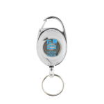 Porte-clés en ABS recyclé et zinc avec cordon et mousqueton couleur blanc avec zone d'impression