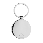 Porte-clés rond en bambou et alliage de zinc recyclé couleur argenté deuxième vue