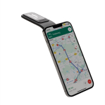 Support magnétique de voiture pour téléphone avec matériaux recyclés couleur noir vue avec logo