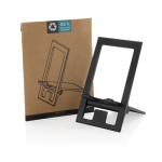Support de téléphone pliable en plastique recyclé couleur noir vue avec boîte