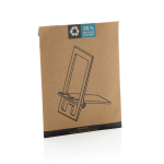 Support de téléphone pliable en plastique recyclé couleur noir avec zone d'impression