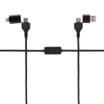 Câble de charge et transfert de données avec bouton antivol couleur noir troisième vue