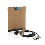 Câble de charge et transfert de données avec bouton antivol couleur noir vue avec boîte