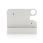 Support de charge sans fil en plastique recyclé pour 3 appareils couleur blanc troisième vue