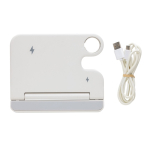 Support de charge sans fil en plastique recyclé pour 3 appareils couleur blanc cinquième vue