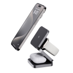 Chargeur portable sans fil en aluminium recyclé 3 en 1 couleur gris