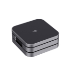 Chargeur portable sans fil en aluminium recyclé 3 en 1 couleur gris troisième vue