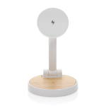 Chargeur magnétique sans fil en plastique recyclé et bambou 2 en 1 couleur blanc quatrième vue