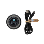 Chargeur magnétique sans fil en plastique recyclé et bambou 3 en 1 couleur noir troisième vue