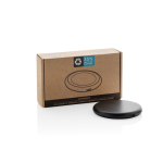 Chargeur magnétique sans fil en plastique recyclé et bambou 3 en 1 couleur noir deuxième vue avec boîte