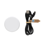 Chargeur magnétique sans fil en plastique recyclé et bambou 3 en 1 couleur blanc deuxième vue