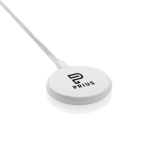 Chargeur magnétique sans fil en plastique recyclé et bambou 3 en 1 couleur blanc vue avec logo