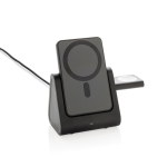 Chargeur sans fil en plastique recyclé avec support de charge 3 en 1 couleur noir