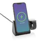 Chargeur sans fil en plastique recyclé avec support de charge 3 en 1 couleur noir dixième vue
