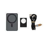 Chargeur sans fil en plastique recyclé avec support de charge 3 en 1 couleur noir quatrième vue
