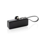 Powerbank en plastique recyclé avec câble style poignée de 3 000 mAh couleur noir