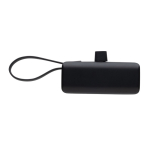 Powerbank en plastique recyclé avec câble style poignée de 3 000 mAh couleur noir quatrième vue