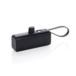 Powerbank en plastique recyclé avec câble style poignée de 3 000 mAh couleur noir huitième vue