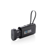 Powerbank portable amovible idéal pour recycler la batterie 10 000 mAh couleur noir avec zone d'impression
