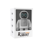 Robot Robert dansant avec connexion mobile et haut-parleur intégré couleur blanc vue avec boîte