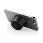 Enceinte magnétique en plastique recyclé et support pour téléphone couleur noir deuxième vue