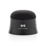 Enceinte magnétique en plastique recyclé et support pour téléphone couleur noir vue avec logo