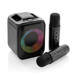 Set de karaoké en plastique recyclé avec micros et haut-parleur de 5W couleur noir deuxième vue