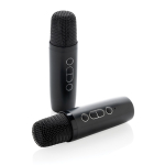 Set de karaoké en plastique recyclé avec micros et haut-parleur de 5W couleur noir quatrième vue