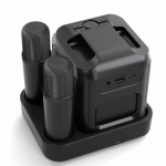 Set de karaoké en plastique recyclé avec micros et haut-parleur de 5W couleur noir huitième vue