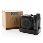 Set de karaoké en plastique recyclé avec micros et haut-parleur de 5W couleur noir vue avec boîte